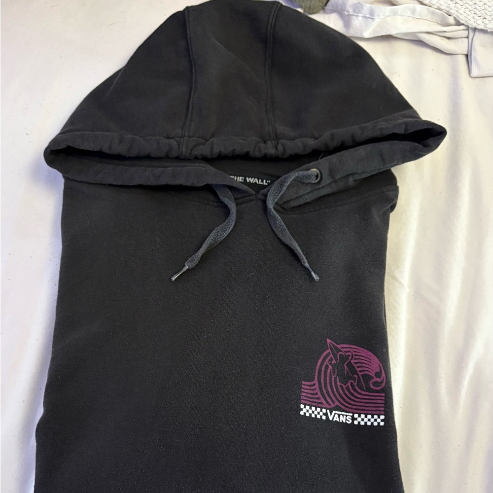 Vans Black Hoodie with Purple and White Surf Graphic
